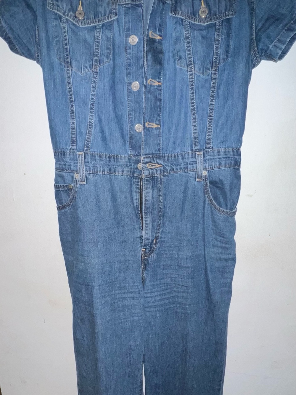 Levi's Girls Light Blue Denim Short Sleeve Jumpsuit Romper